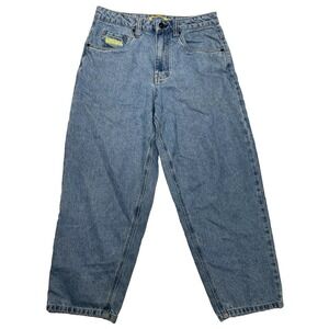 Empyre Blue Jeans Wide and Tapered Leg Size 28x26 Drawstring Embroidered